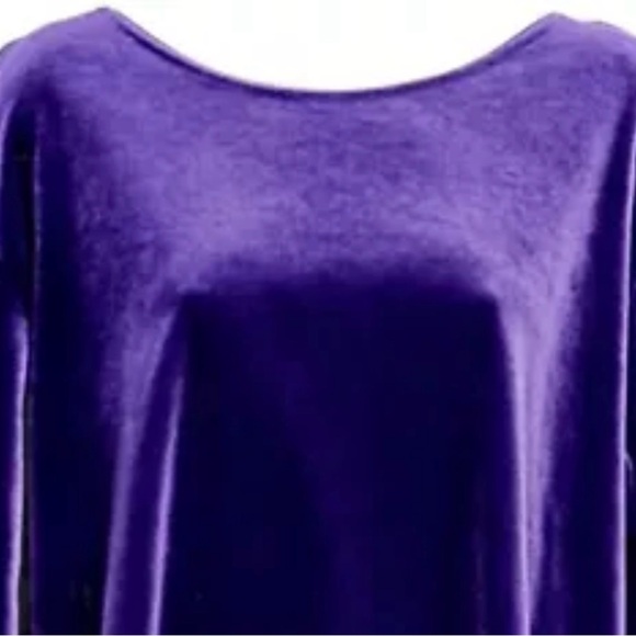 Vintage DVF Diane Von Furstenberg Velour Velvet Tunic Top Blouse L Purple Gold - Picture 2 of 10